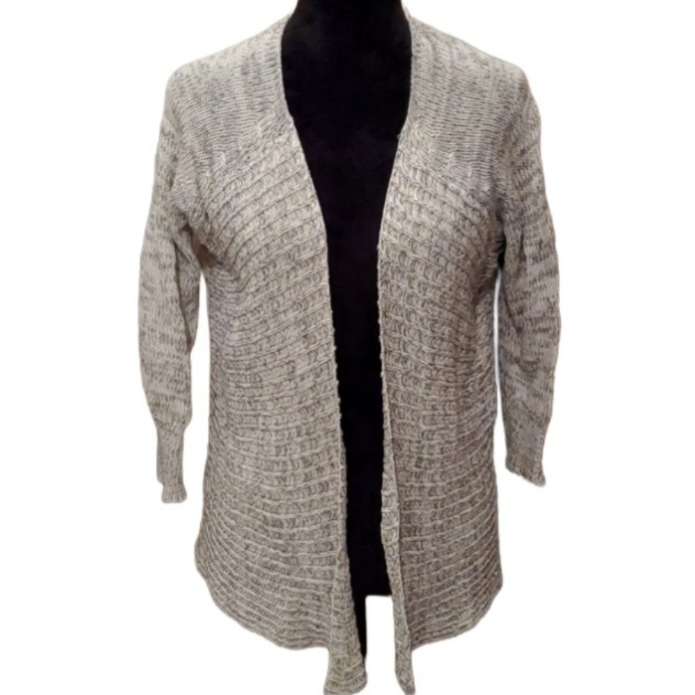 Stylus  Cardigan Sweater Open Front Womens XL Gray Marled Knit